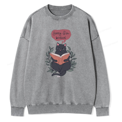 Pagewings Cats love reading books Unisex Washed Sweatshirt