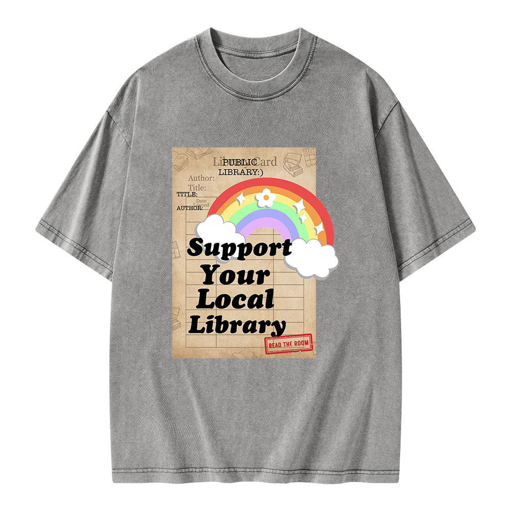 Pagewings Support Your Local Library Unisex Washed T-shirt
