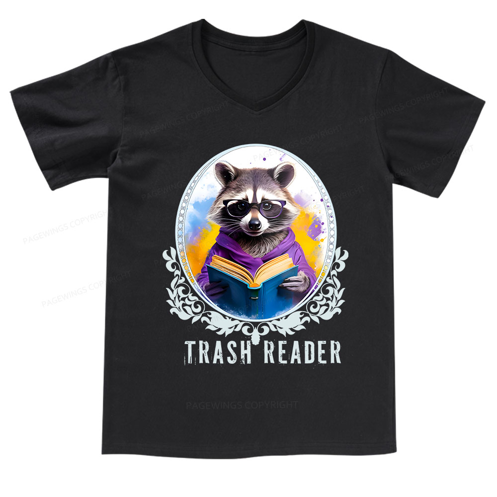Pagewings Trash Reader V-neck T-shirt