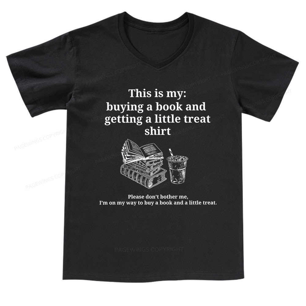 Pagewings Buying A Book And Getting A Little Treat V-neck T-shirt