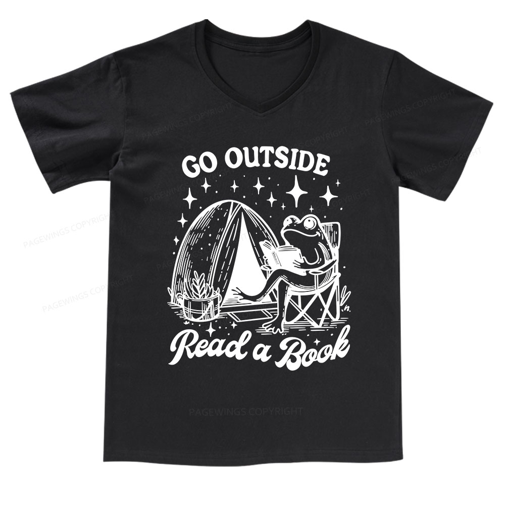 Pagewings Go Outside V-neck T-shirt