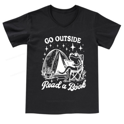 Pagewings Go Outside V-neck T-shirt