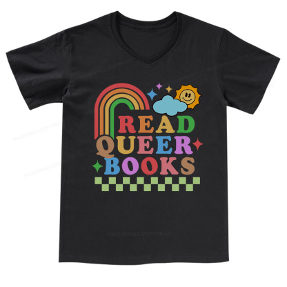 Pagewings Read Queer Books V-neck T-shirt