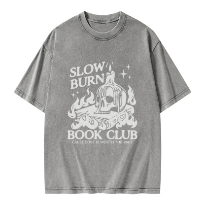 Pagewings Slow Burn Book Club Unisex Washed T-shirt