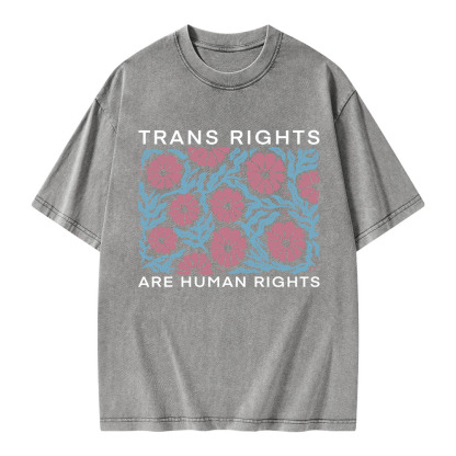 Pagewings Trans Rights Are Human Rights Unisex Washed T-shirt