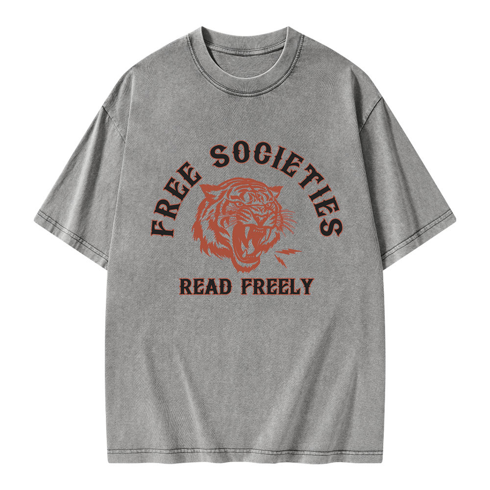 Pagewings Free Societies Read Freely Unisex Washed T-shirt