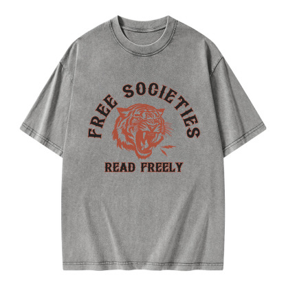 Pagewings Free Societies Read Freely Unisex Washed T-shirt