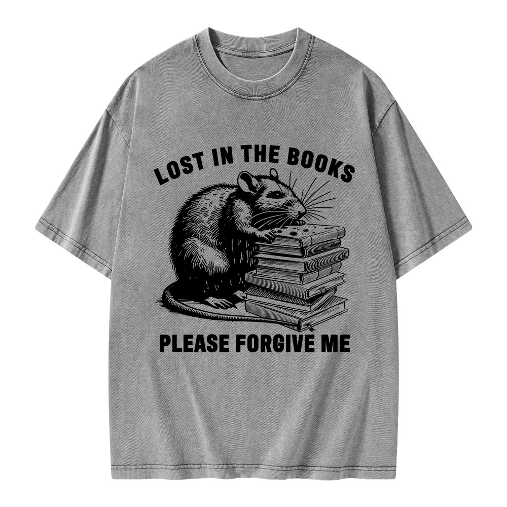 Pagewings Lost In The Books Please Forgive Me Unisex Washed T-shirt