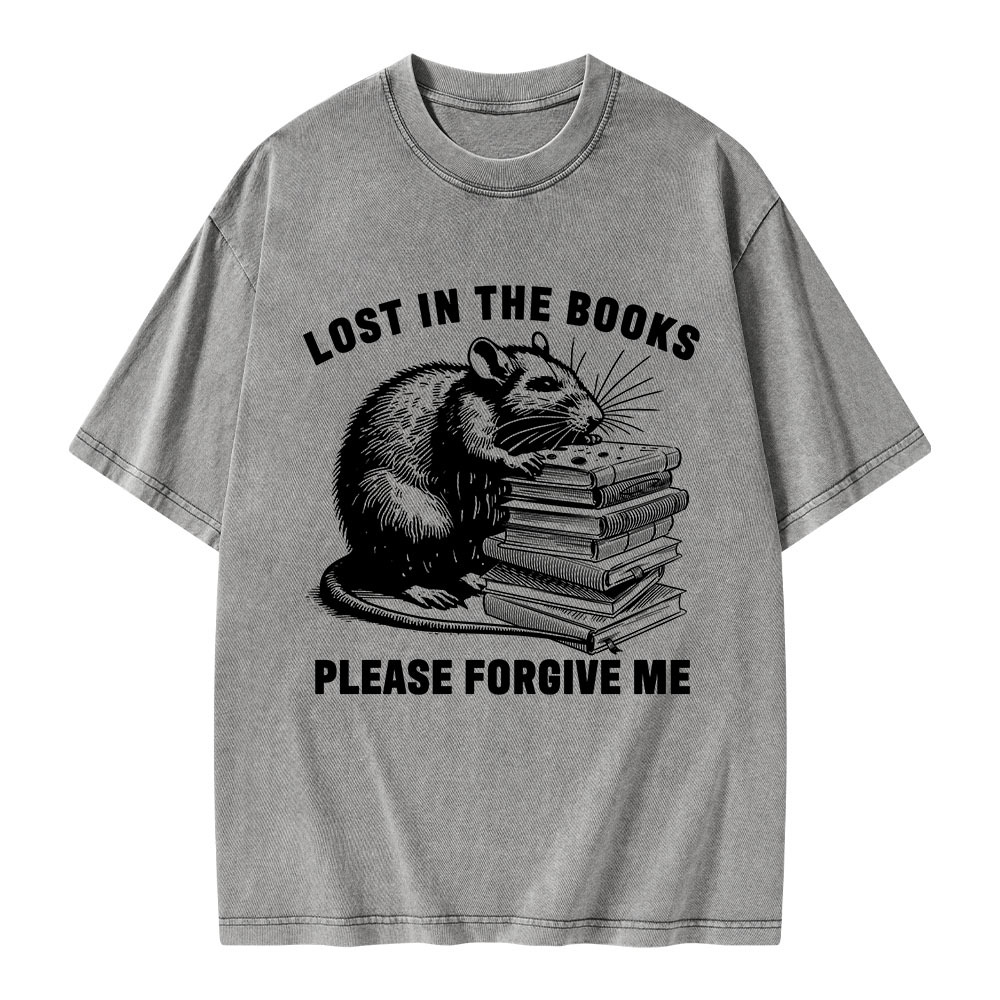 Pagewings Lost In The Books Please Forgive Me Unisex Washed T-shirt