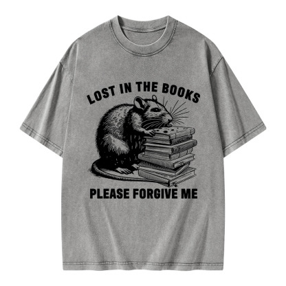 Pagewings Lost In The Books Please Forgive Me Unisex Washed T-shirt