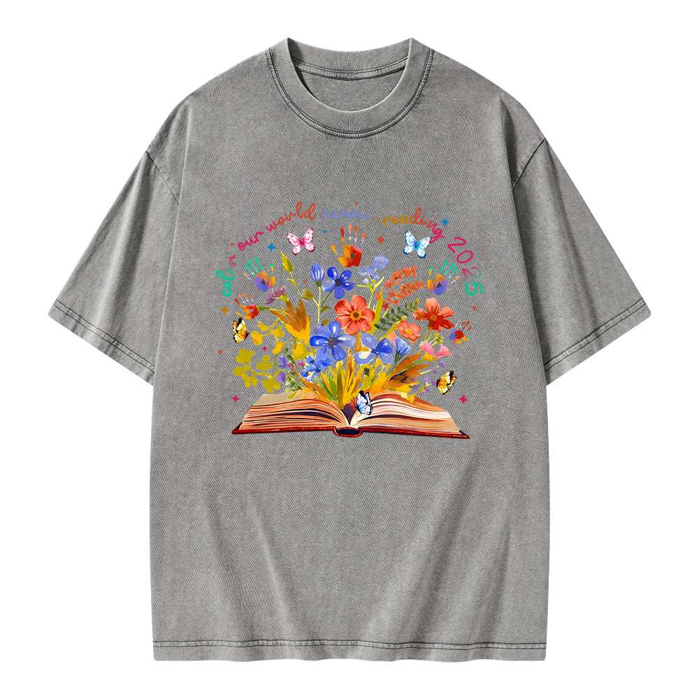 Pagewings Color Our World Summer Reading 2025 Unisex Washed T-shirt