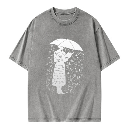 Pagewings Books Minds Umbrellas Only Work When They Are Open Unisex Washed T-shirt