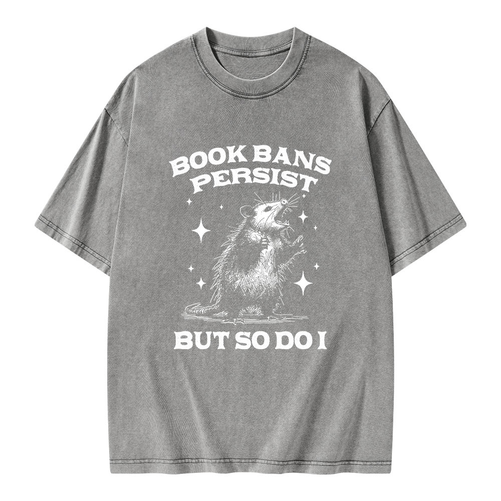 Pagewings Book Bans Persist But So Do I Unisex Washed T-shirt