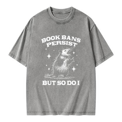 Pagewings Book Bans Persist But So Do I Unisex Washed T-shirt