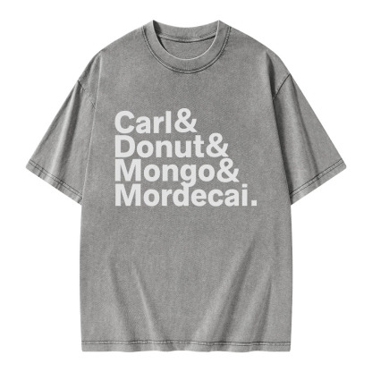 Pagewings Carl Donut Mongo Mordecai Unisex Washed T-shirt