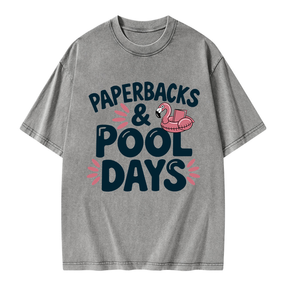 Pagewings Paperbacks And Pool Days Unisex Washed T-shirt