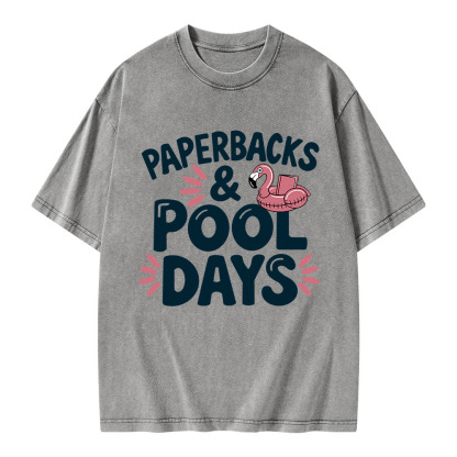 Pagewings Paperbacks And Pool Days Unisex Washed T-shirt