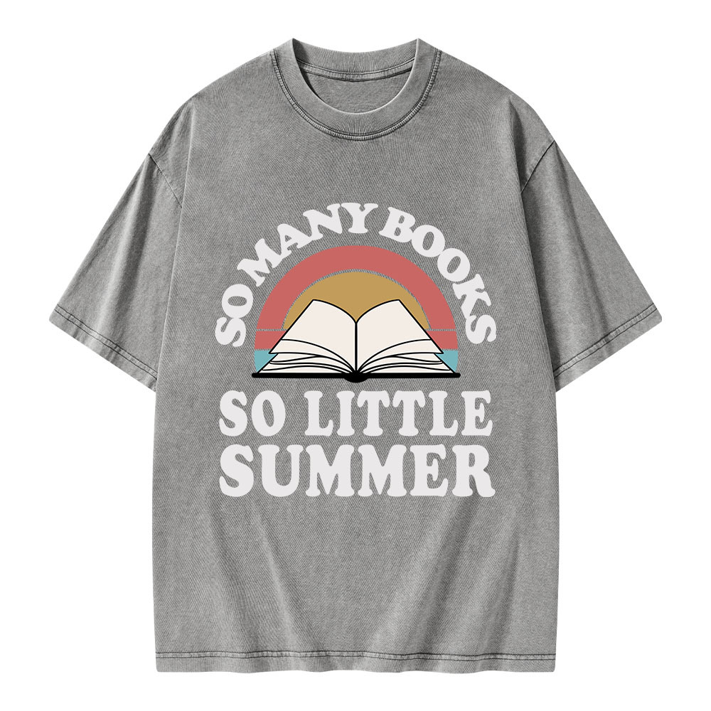 Pagewings So Many Books So Little Summer Unisex Washed T-shirt