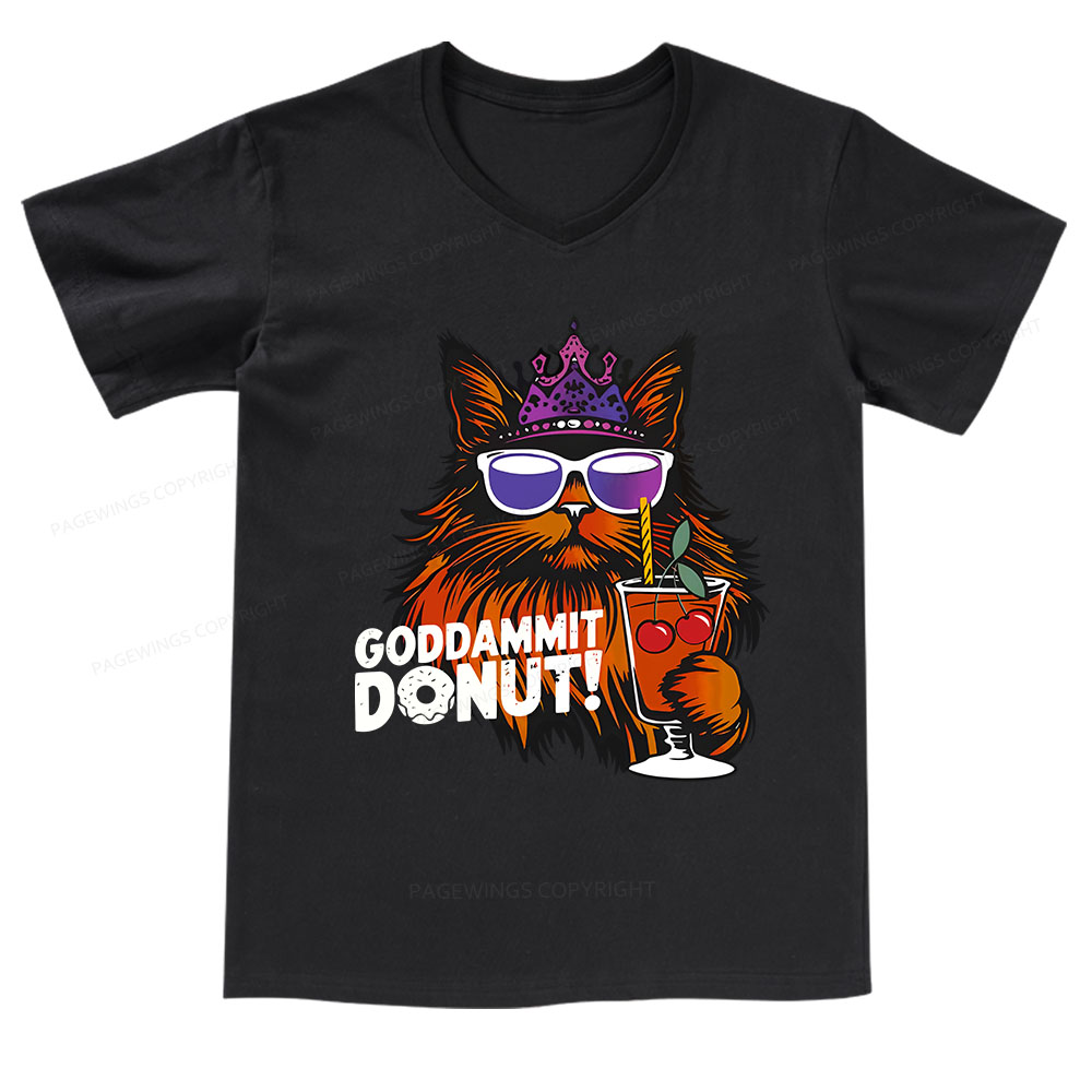 Pagewings Goddammit Donut V-neck T-shirt