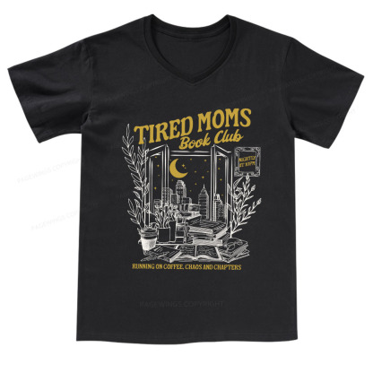 Pagewings Tired Moms Book Club V-neck T-shirt