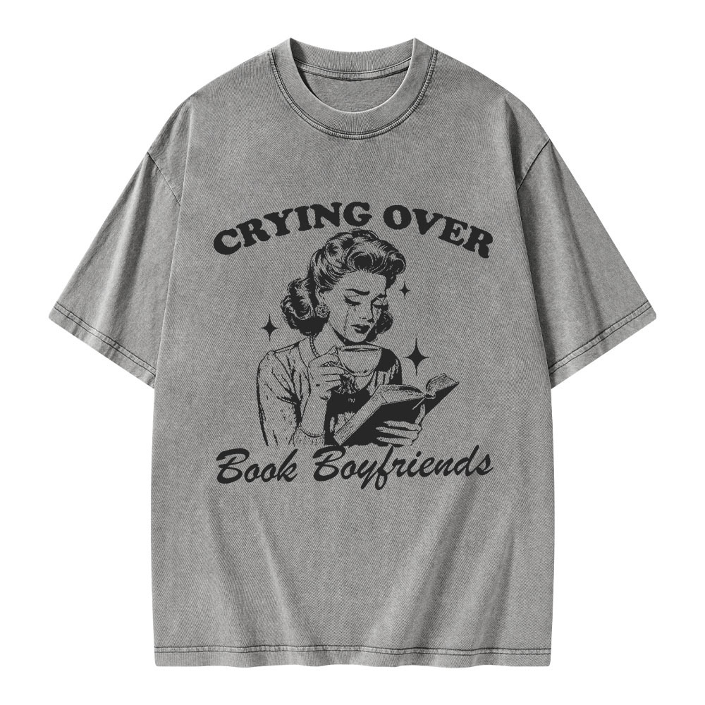 Pagewings Crying Over Book Boyfriends  Unisex Washed T-shirt