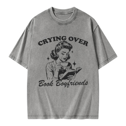 Pagewings Crying Over Book Boyfriends  Unisex Washed T-shirt