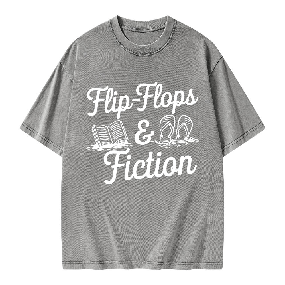Pagewings Flip Flops And Fiction Unisex Washed T-shirt