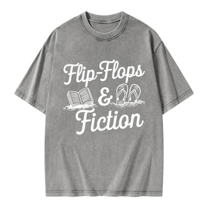 Pagewings Flip Flops And Fiction Unisex Washed T-shirt