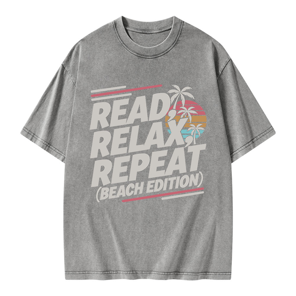 Pagewings Read Relax Repeat Unisex Washed T-shirt