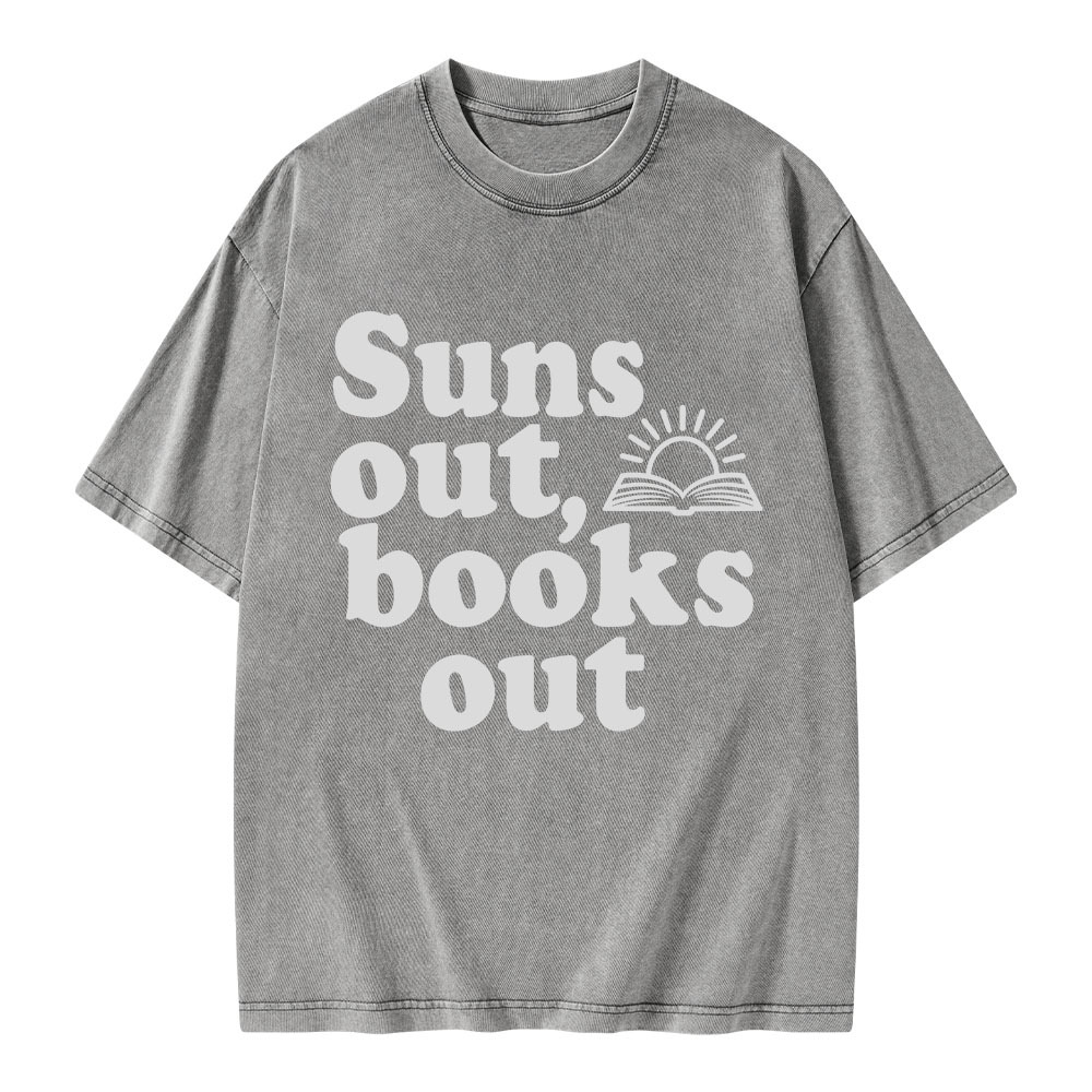 Pagewings Suns Out Books Out Unisex Washed T-shirt