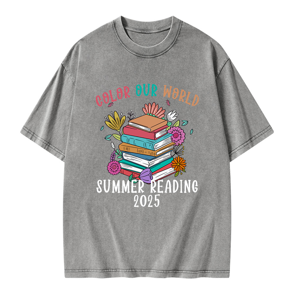 Pagewings Summer Reading 2025 Unisex Washed T-shirt