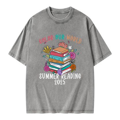 Pagewings Summer Reading 2025 Unisex Washed T-shirt