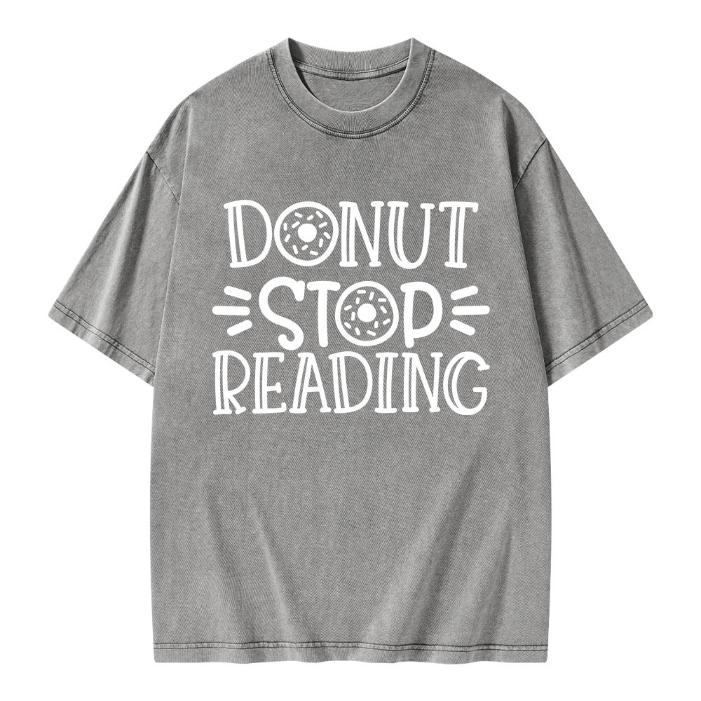 Pagewings Donut Stop Reading Unisex Washed T-shirt