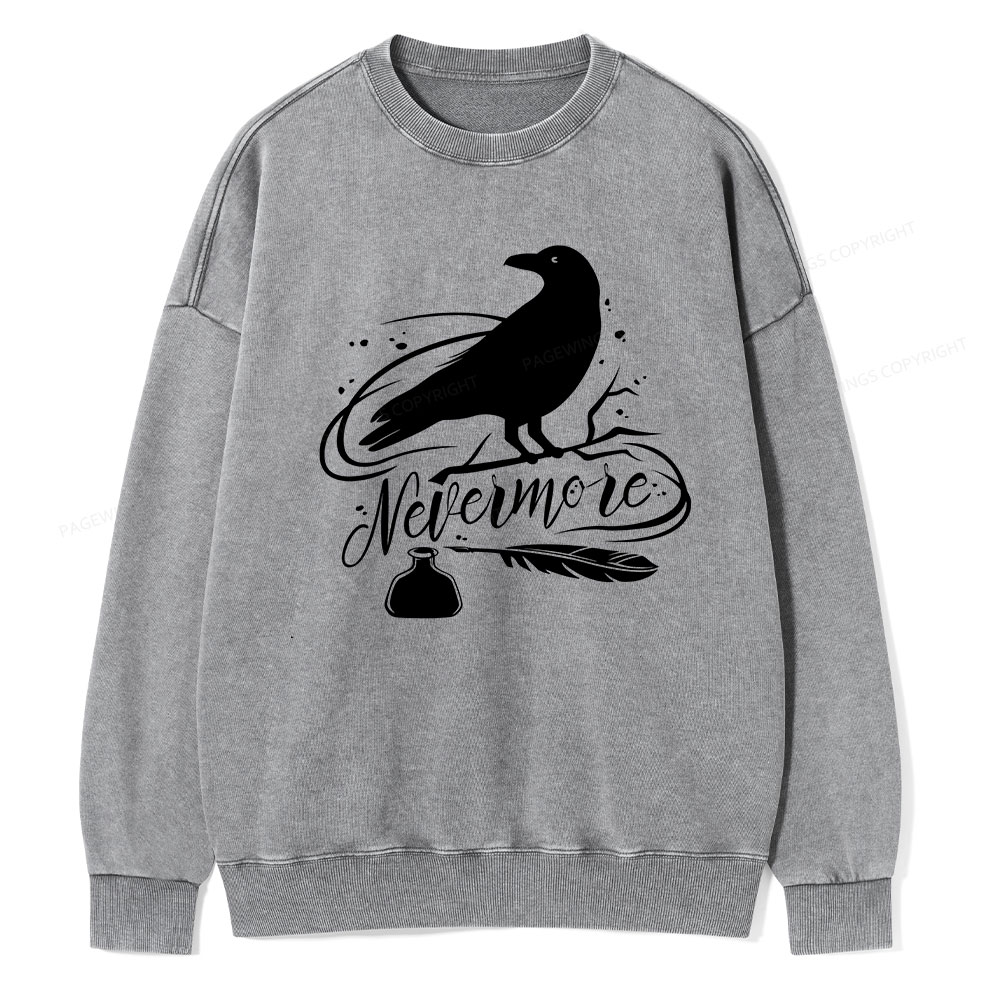 Pagewing  Edgar Allen Poe tee Unisex Washed Sweatshirt