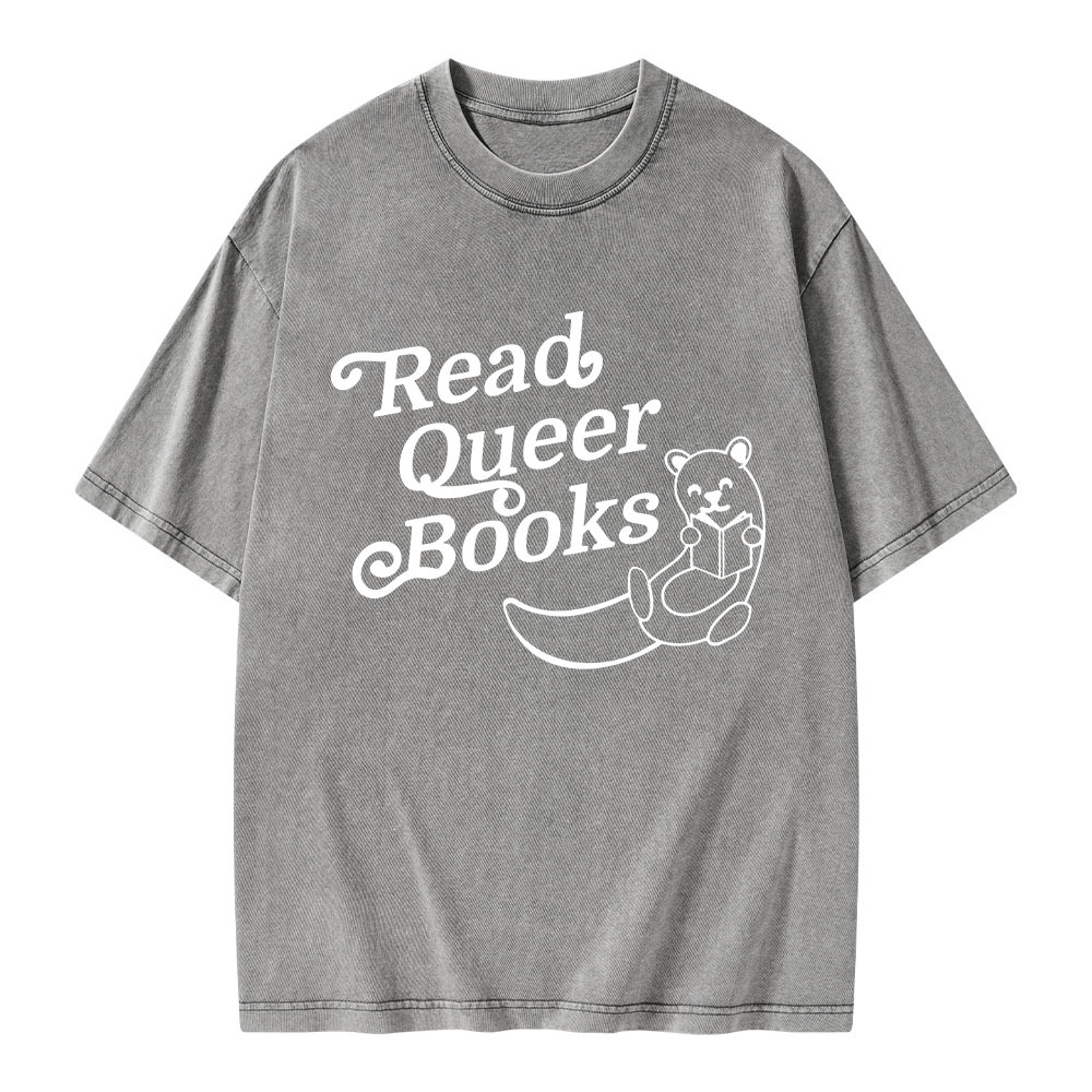 Pagewings Read Queer Books Unisex Washed T-shirt