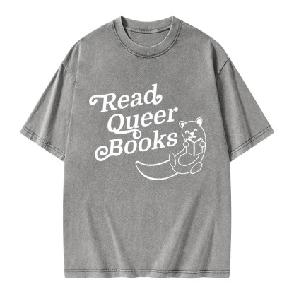 Pagewings Read Queer Books Unisex Washed T-shirt
