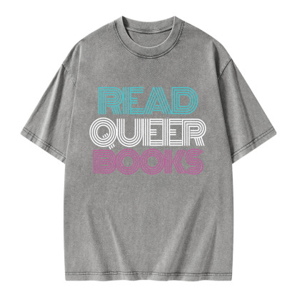 Pagewings Read Queer Books Unisex Washed T-shirt