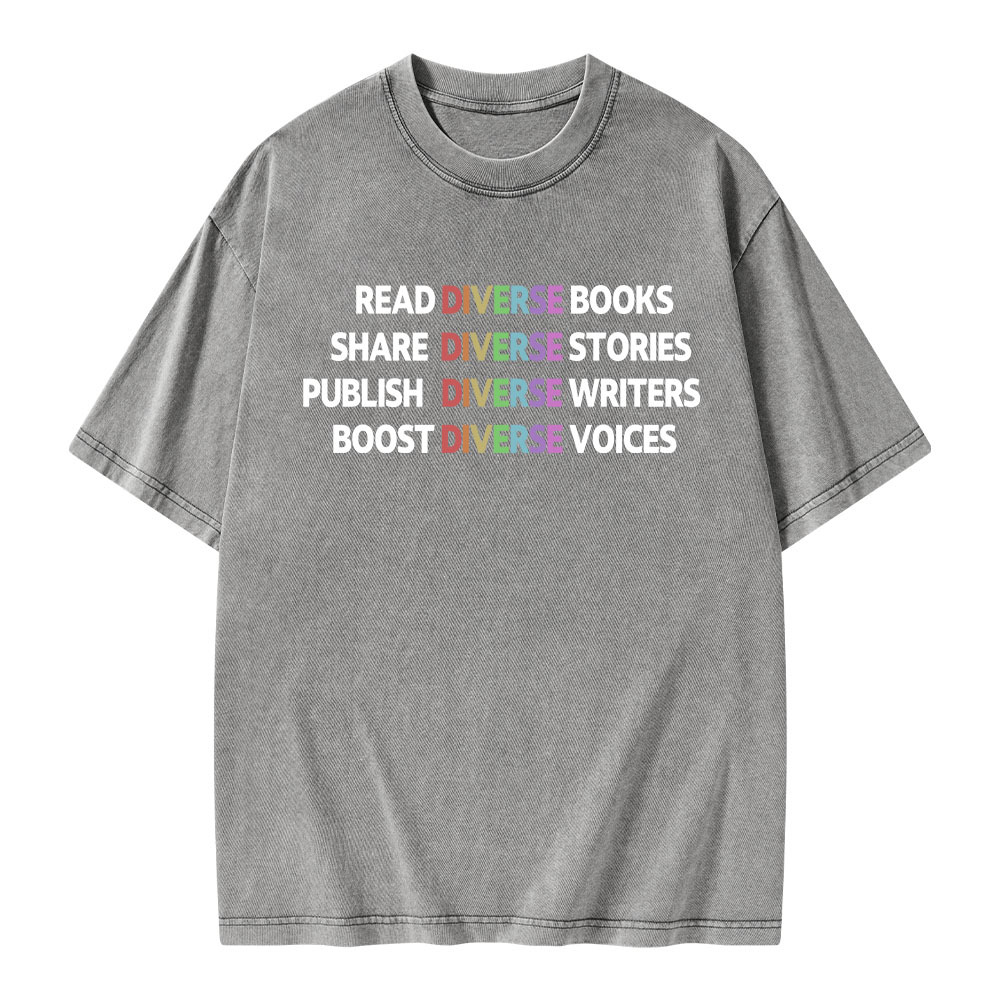 Pagewings Read Diverse Books Unisex Washed T-shirt