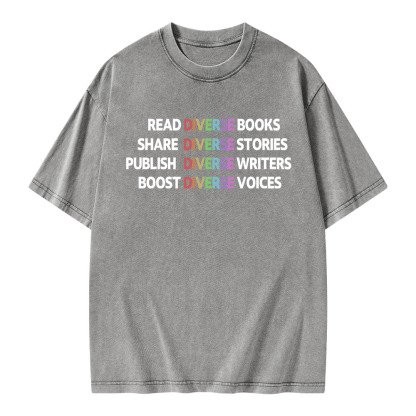 Pagewings Read Diverse Books Unisex Washed T-shirt