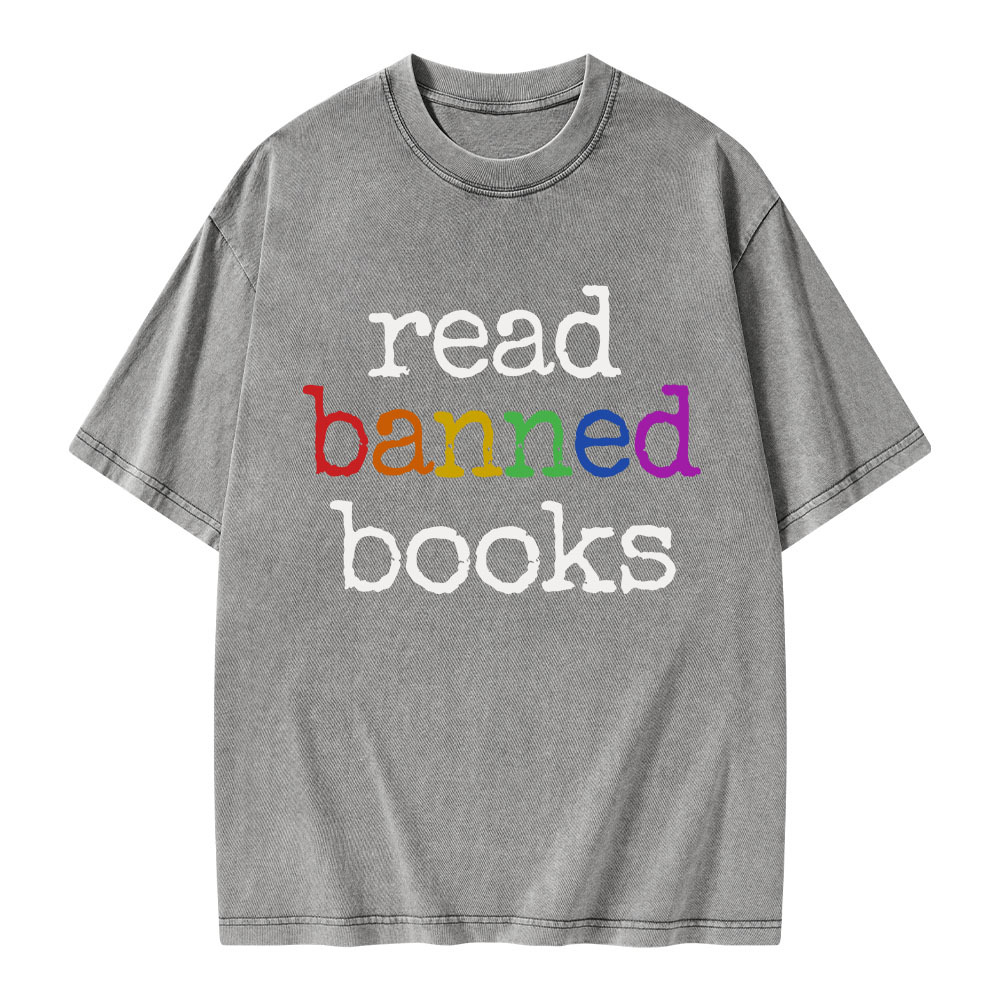 Pagewings Read Banned Books Unisex Washed T-shirt