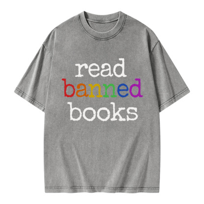 Pagewings Read Banned Books Unisex Washed T-shirt