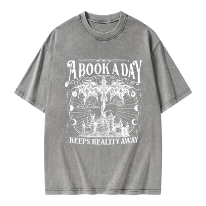 Pagewings A Book A Day Keeps Reality Away Unisex Washed T-shirt