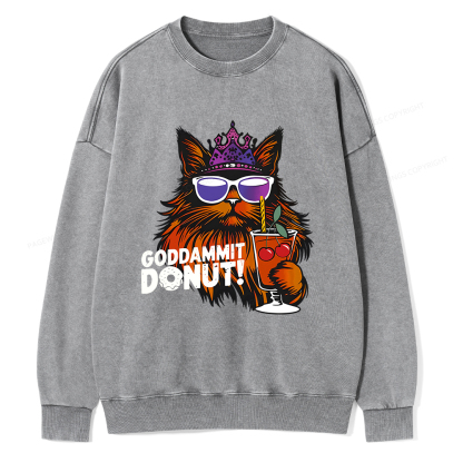 Pagewings Goddammit Donut Unisex Washed Sweatshirt