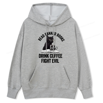 Pagewings Read Books Drink Coffee Fight Evil Shirt Unisex Classic Hoodie