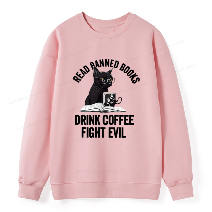 Pagewings Read Books Drink Coffee Fight Evil Shirt Unisex Classic Sweatshirt