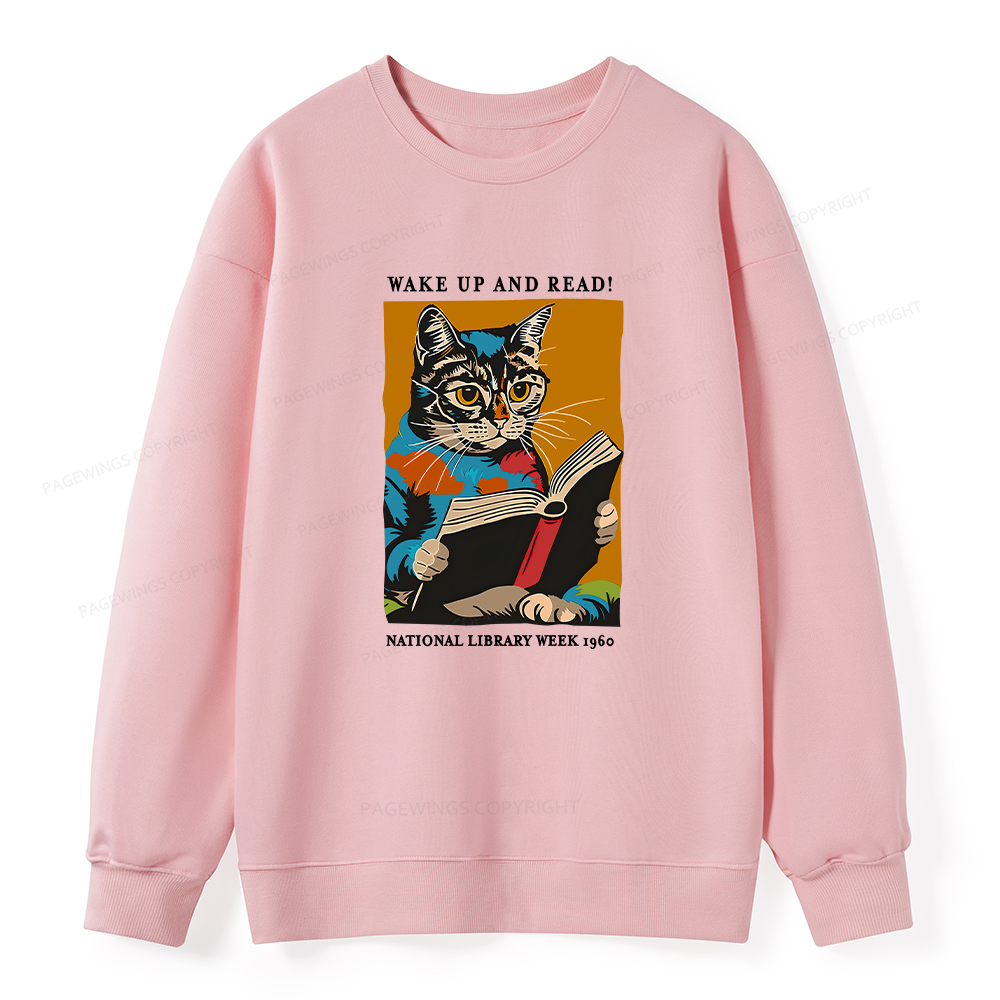 Pagewings Cat Reading Poster Unisex Classic Sweatshirt
