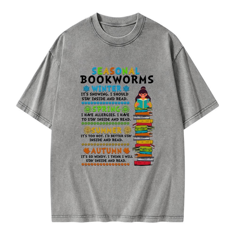 Pagewings Seasonal BookWorms Unisex Washed T-shirt