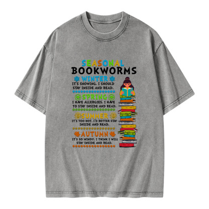 Pagewings Seasonal BookWorms Unisex Washed T-shirt
