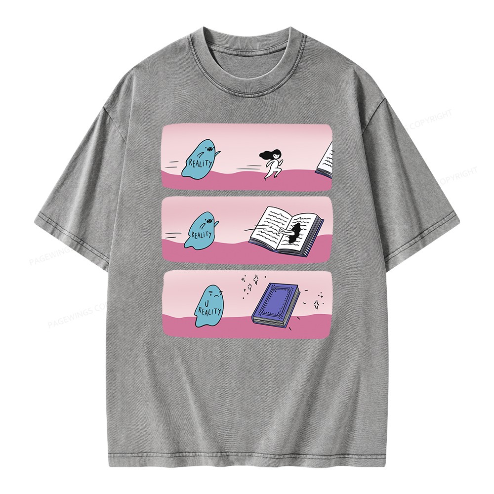 Pagewing Books vs Reality Unisex Washed T-shirt