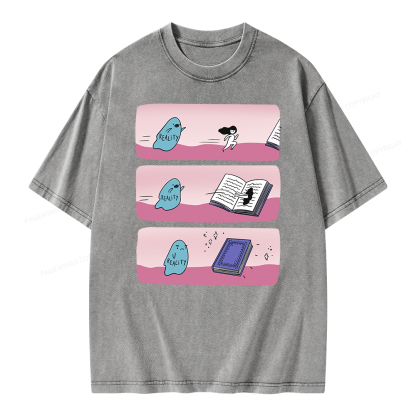 Pagewing Books vs Reality Unisex Washed T-shirt